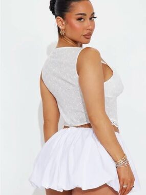 Stardust Nylon Mini Bubble Skirt -white